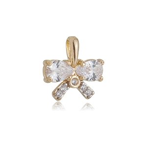 PINGENTE LAÇO COM ZIRCÔNIAS FOLHEADO A OURO 18K