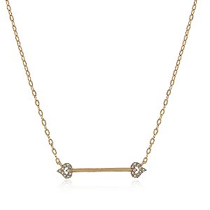 GARGANTILHA 2 CORAÇÕES COM ZIRCÔNIAS FOLHEADA A OURO 18K
