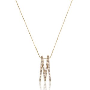 GARGANTILHA LETRA COM ZIRCÔNIAS FOLHEADA A OURO 18K