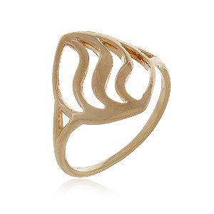ANEL FOLHA LISA FOLHEADO A OURO 18K