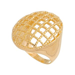 ANEL TELA LARGO FOLHEADO A OURO 18K