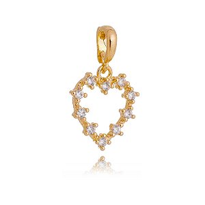 PINGENTE CORAÇÃO COM ZIRCÔNIAS VAZADO FOLHEADO A OURO 18K
