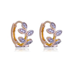 ARGOLA FOLHAS COM ZIRCÔNIAS FOLHEADA A OURO 18K