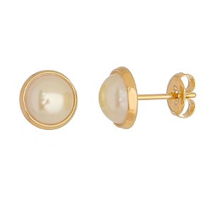BRINCO PÉROLA FOLHEADO A OURO 18K