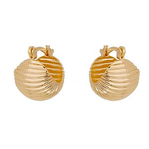 ARGOLA CESTINHA COM LISTAS FOLHEADO A OURO 18K