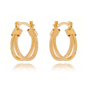 ARGOLA 2 FIOS LISA FOLHEADO A OURO 18K