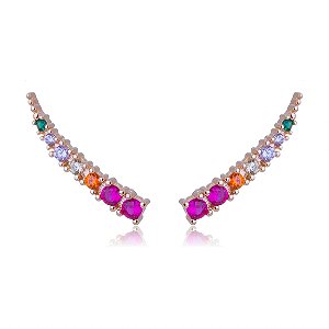 BRINCO COM ZIRCÔNIAS COLORIDAS FOLHEADO A OURO 18K