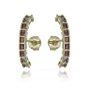 BRINCO EAR HOOK CRAVEJADO COM ZIRCÔNIAS FOLHEADO A OURO 18K