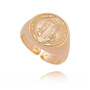 Anel para dedinho São Bento folheado a ouro 18k