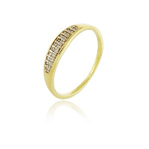 Anel fino com zircônia folheado a ouro 18k
