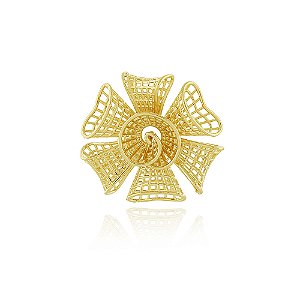 Pingente flor telado folheado a ouro 18k