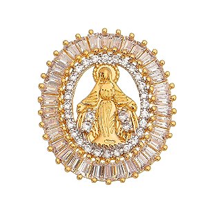 Pingente Nossa Senhora das Graças com zirconias folheado a ouro 18k