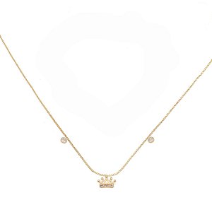 Gargantilha coroa com zircônia folheada a ouro 18k