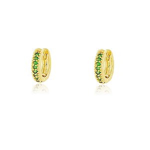 Argola pequena com zircônias folheada a ouro 18k