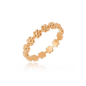 Anel flores folheado a ouro 18k