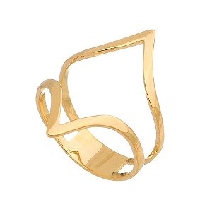 ANEL FOLHEADO A OURO 18K ARO DUPLO COM PONTAS