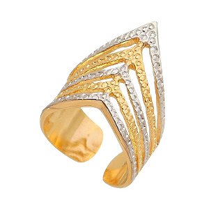 ANEL TRIANGULAR FOLHEADO A OURO 18K E RODIO
