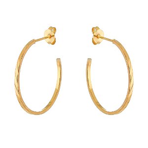 ARGOLA TRABALHADA FOLHEADA A OURO 18K