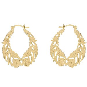 ARGOLA DE FOLHAS FOLHEADA A OURO 18K