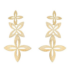 BRINCO TREVO LIXADO FOLHEADO A OURO 18K