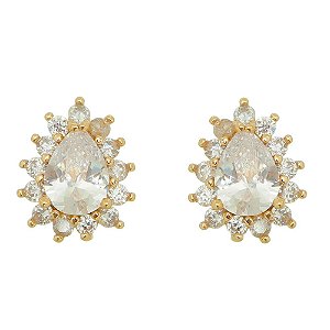 BRINCO FOLHEADO A OURO 18K COM ZIRCONIA