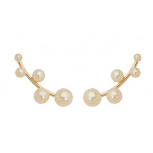 BRINCO EAR CUFF FOLHEADO A OURO 18K COM PEROLA