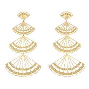 BRINCO LEQUE FOLHEADO A OURO 18K