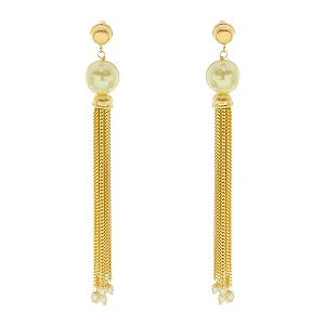 BRINCO CORRENTE FOLHEADO A OURO 18K COM PEROLAS