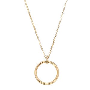 GARGANTILHA CIRCULO FOLHEADA A OURO 18K COM ZIRCONIA