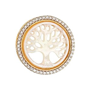 PINGENTE ÁRVORE DA VIDA MADREPÉROLA COM ZIRCÔNIA FOLHEADO A OURO 18K