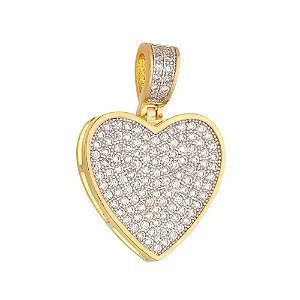 PINGENTE CORAÇÃO FOLHEADO A OURO 18K COM MICRO ZIRCÔNIAS