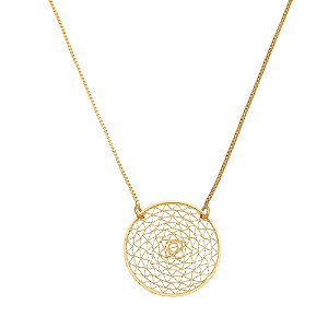 GARGANTILHA MANDALA FOLHEADA A OURO 18K