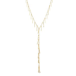 GARGANTILHA FOLHEADA A OURO 18K COM PINOS E ZIRCONIAS