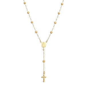 TERÇO FOLHEADO A OURO 18K BOLAS FOSCAS