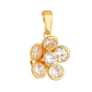 PINGENTE FOLHEADO A OURO 18K FLOR COM ZIRCONIA