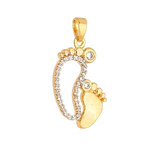 PINGENTE PEZINHOS FOLHEADO A OURO 18K COM ZIRCONIA