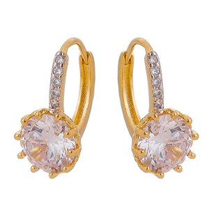 ARGOLA COM ZIRCÔNIA REDONDA	FOLHEADA A OURO 18K