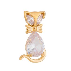 PINGENTE FOLHEADO A OURO 18K GATO COM ZIRCONIA