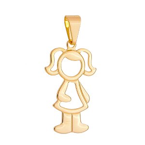 PINGENTE MENINA FOLHEADO A OURO 18K