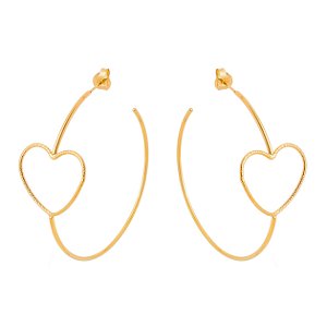 ARGOLA FINA COM CORAÇÃO FOLHEADA A OURO 18K