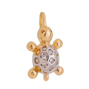 PINGENTE FOLHEADO A OURO 18K TARTARUGA COM ZIRCONIA