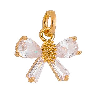 PINGENTE FOLHEADO A OURO 18K LAÇO COM ZIRCONIA