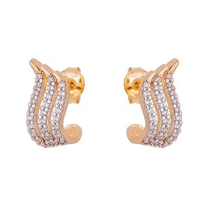 BRINCO FOLHEADO A OURO 18K COM ZIRCONIAS