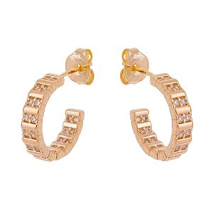 ARGOLA FOLHEADA A OURO 18K COM ZIRCONIAS