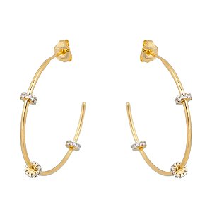 ARGOLA FOLHEADA A OURO 18K COM 3 AROS DE ZIRCONIAS