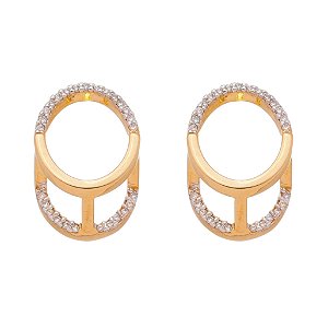 BRINCO FOLHEADO A OURO 18K COM ZIRCONIAS