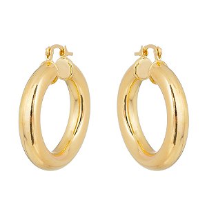 ARGOLA LISA FOLHEADA A OURO 18K