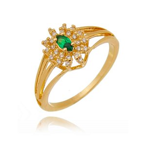 ANEL FOLHEADO A OURO 18K COM ZIRCONIAS