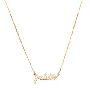 GARGANTILHA GRATIDÃO FOLHEADA A OURO 18K