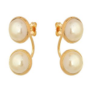 BRINCO EAR JACKET FOLHEADO A OURO 18K COM PEROLAS